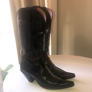 Custom Black Jack Vintage Handmade Stingray & Black Leather Western Cowboy Boots